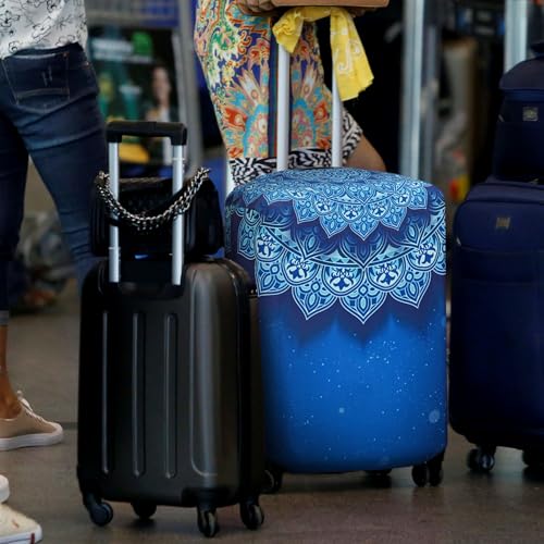 Image of Explore Land Travel Luggage Cover Air Approve Suitcase Protector Fits 18-32 Inches Case, Blue Violets, S, Blue Violets