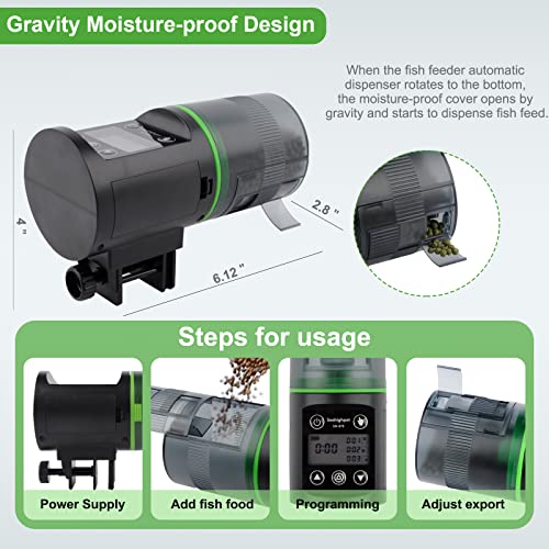 Seahighpet Aquarium Automatic Fish Feeder: Vacation Auto Fish Food Dispenser - Moisture-Proof Programmable Weekend Holiday Electric Timer Fish Feeder For Turtle Tank | Betta Tank #TOP2