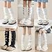 BLULILY Fashionable Kids Sweet Bowknot Socks Covers, Soft Breathable Stackable Socks Leg Warmers for Girls Aged 3-13 Years