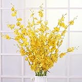 NC Artificial Flowers Dried Flowers Yellow Dancing Orchid Potted Flowers Bedroom Living Room Dining Table Floor Decoration Dried Flowers A Bunch of 5 Forks A Pack of 12 Pcs