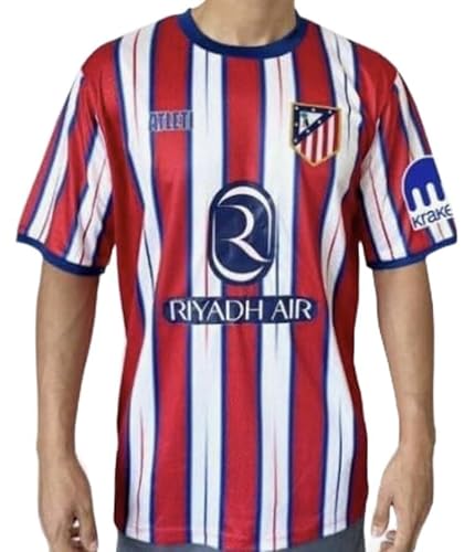 at. de Madrid Jersey 2025. at. Madrid Home Shirt 24/25 J. Alvarez 19. 100% Polyester. (US, Alpha, Small, Medium, Regular, Regular, Red and White, at. de Madrid FC, Julian Alvarez)
