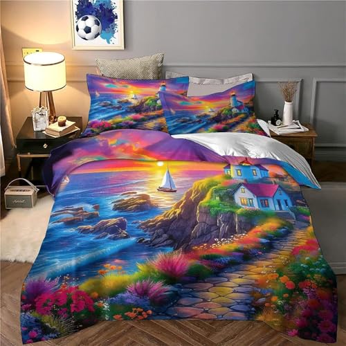 Ensemble de literie 3D imprimé océan en microfibre haute densité pour lit de 2 personnes - 5
