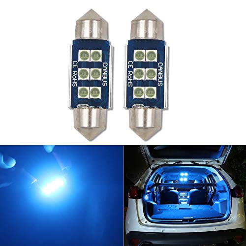 HSUN 36MM Festoon C5W LED Ampoule Bleu Glacier 6411 6413 6418 6461 6486X DE3423 DE3425 6LED SMD3030 pour Lampe de Lecture de Dôme Intérieur de Voiture,Paquet...