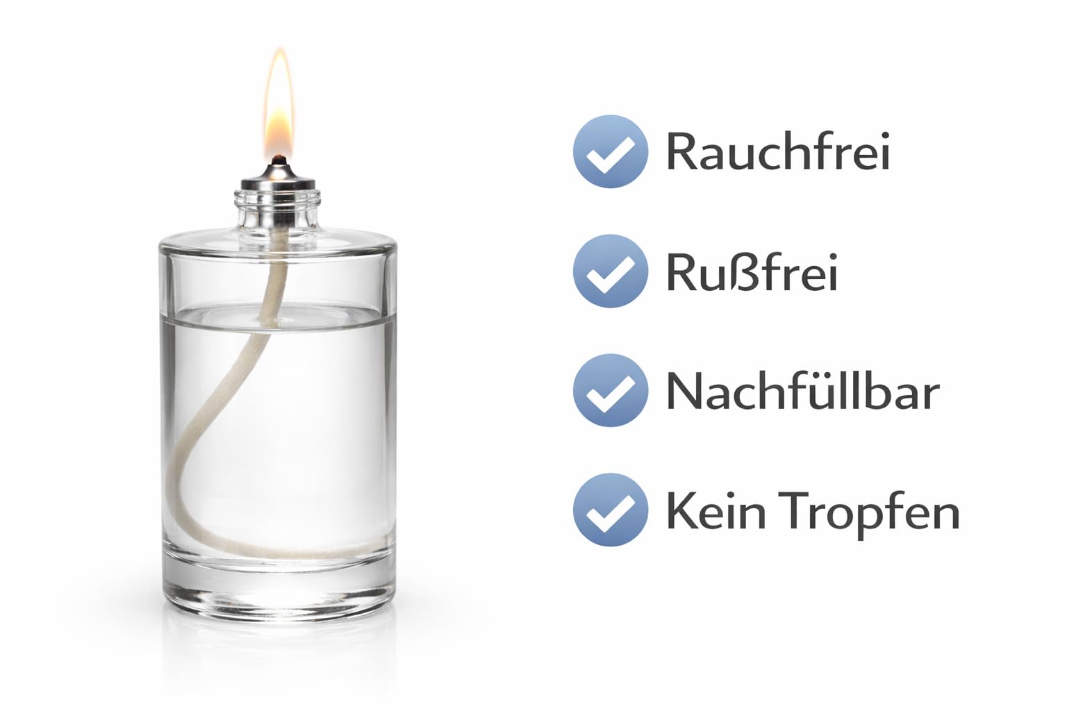 Lampada a olio in vetro 100 ml – Lampada a petrolio ricaricabile senza fuliggine – Illuminazione da tavolo per ristorante, bar e gastronomia – Elegante lampada a olio per soggiorno, giardino e
