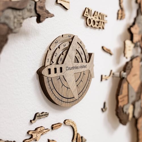 Stylish Wooden Travel Tracker – Country Map Accessory for Adventurers and Globetrotters – Perfect Gift for Travel Enthusiasts - Image 3