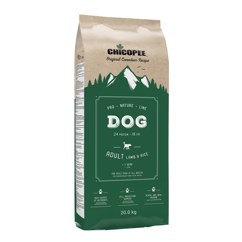 Chicopee Pro Nature Line | Adult | Hundefutter trocken | Mit Lamm & Reis | Vollwertiges Alleinfutter für den täglichen Bedarf | Inspiriert von der Natur Kanadas | 20 kg