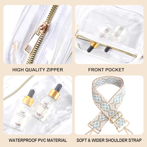 Image of Fibrdoo Clear Bag Stadium Approved, Leather Clear Crossbody Purse Bag for Concerts Sports Events Festivals