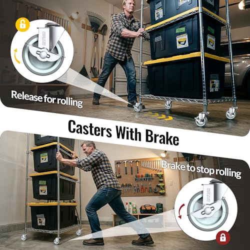 Image of HOLKIE Caster Wheels 3 inch Locking Casters Set of 12, Threaded Stem 3 /8 inch -16 x 1-1 /2 inch (Diameter 3 /8 inch, Length 1-1 /2 inch) Swivel Heavy Duty Castors Gray
