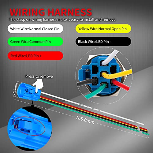 Daiertek Waterproof Latching Push Button Switch 12V 19Mm On Off Black Metal Pre-Wired 12 Volt Blue Led Light Illuminated For Marine Rv -8 Pack #TOP3