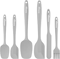 Vista 9 de NileHome - Juego de espátulas de silicona, 6 piezas, utensilios de cocina de grado alimenticio con cepillo de silicona, espátula de goma resistente