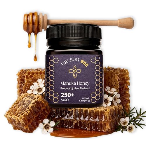 We Just Bee Raw Manuka Honey Monofloral MGO 250+(UMF 9+) | Premium New Zealand Manuka Grade | 100% Pure Raw Honey with Natural Wellness Properties | Halal & Kosher | Ideal for Daily Use – 250g/8.8oz