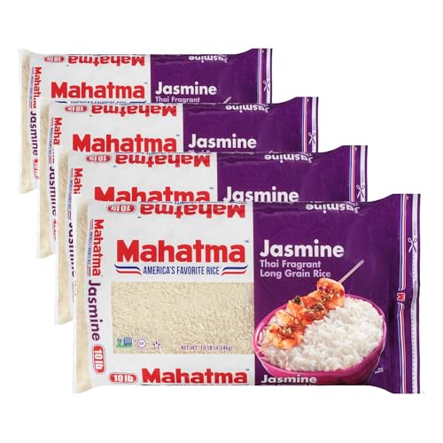 Image of Mahatma Jasmine, 10lb Bag of Rice, Thai, Indian, or Cambodian Fragrant Flavored Rice, Stovetop or Microwave (Pack of 4)