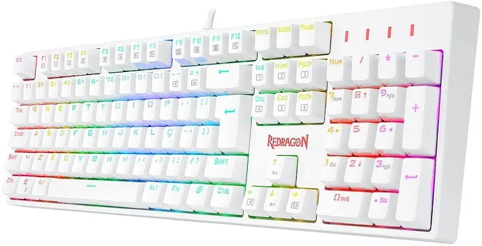 Teclado Redragon SURARA Pro RGB Branco (Switch Óptico Azul) K582W-RGB-PRO (PT-BLUE)