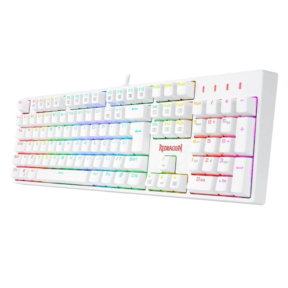 Teclado Redragon SURARA Pro RGB Branco (Switch Óptico Azul) K582W-RGB-PRO (PT-BLUE)