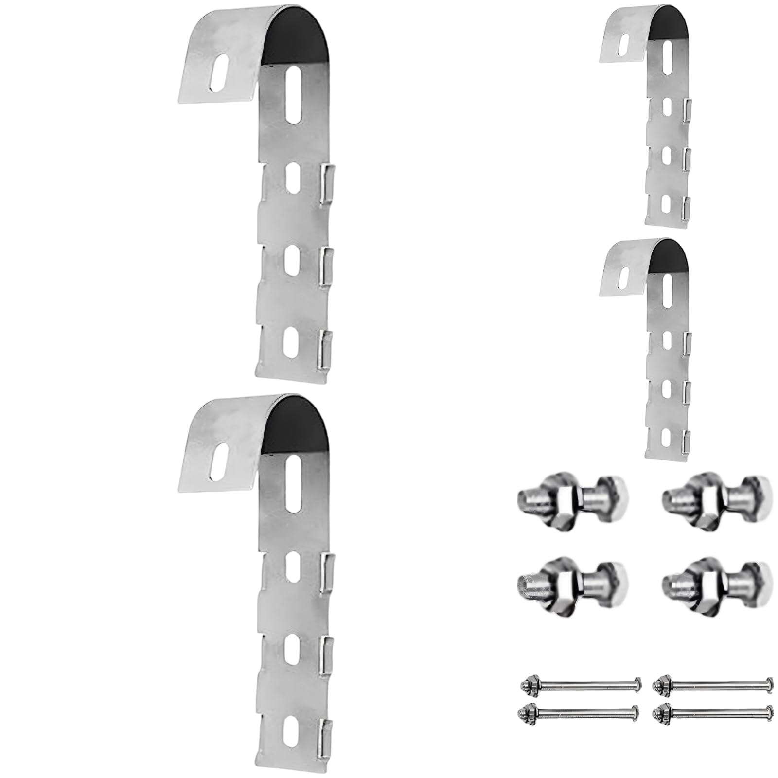 Zestaw wsporników montażowych do paneli słonecznych, hak balkonowy ze stali nierdzewnej 20,8 cm, regulowany wspornik fotowoltaiczny ze śrubami, srebrny metalowy wieszak do montażu na szynie, dachu