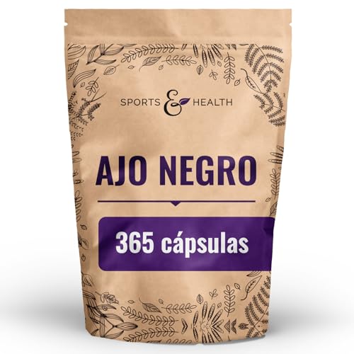 Cápsulas de ajo negro 9 000 mg de extracto 15:1 – 365 cápsulas de alta dosis – Black Garlic Capsules – Veganas y sin aditivos – Extracto de bulbo de ajo negro