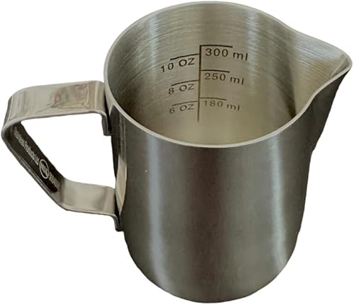 Rattleware Jarra Macchiato grabada de acero inoxidable de 12 onzas, perfecta para el hogar, cafetería, restaurante, hotel, oficina o uso comercial,