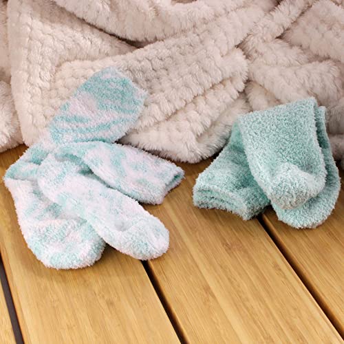 Image of BambooMN Women's Girl Fuzzy Warm Fluffy Tie-Dye Colorful Fun Crew Socks - 4 Pairs
