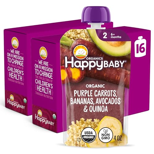 Happy Baby Organics Stage 2 Baby Food Pouches, Gluten Free,
