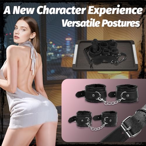 Image of BDSM Bondage Kit Sex Toys 8 Pcs Sex Bondage Set for Beginners Ball Gag Bondage Rope BDSM Kit for Couples (Black, 8PCS)