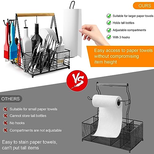 Jbbtool BASKET-1 Grill Caddy With Paper Towel Holder, Bbq Camping Caddy For Plates And Utensils, Picnic Condiment Storage Caddy, Rv Patio Camper Must Haves, Outdoor Kitchen Barbecue Accessories thumb #2