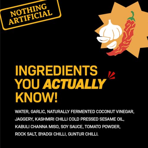 Image of BOOMBAY Garlic + Chilli Stir Fry Sauce 250g | Nothing Artificial | No Bad Oils | No Refined Sugars | Plant Based | Use in Sandwich or as a Dip, with Noodles or Burgers or Momos, Marinade (Pack of 1)