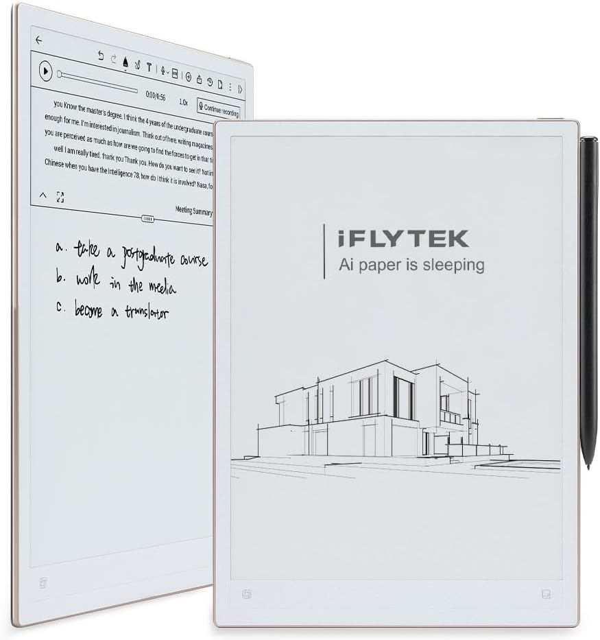 iFLYTEK AINOTE 2, 10.65" Paper-Tablet, KI-Notiztablett für Meetings, ultradünn 4,2 mm, digitales Notizbuch mit Sprache-zu-Text, 16-Sprachen-Transkription, Handschrift-zu-Text (inkl. Stift)