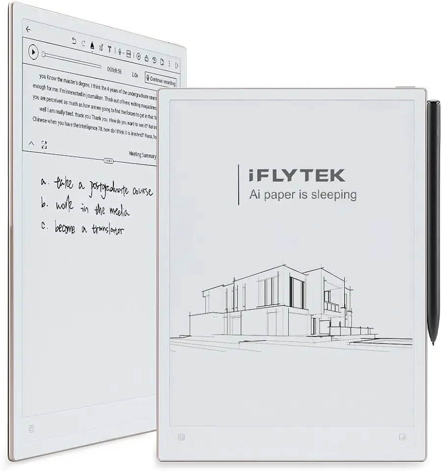 iFLYTEK AINOTE 2 10.65 Inch Paper AI Note Taking Tablet for Meetings Ultra-Thin 0.6 cm Digital Notepad with Voice-Text Transcription 16 Languages Handwriting-Text (Stylus Included)