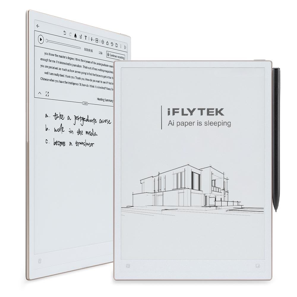 iflytek AINOTE 2 10.65" Tablet de Papel Toma de Notas con IA para Reuniones Delgado de 4.2 mm Cuaderno Digital con Voz a Texto Transcripción en 16 Idiomas Escritura Manual a Texto (Lápiz Incluido)
