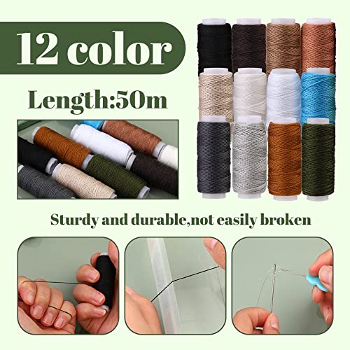 NAMOON Leather Sewing Kit, Upholstery Repair Kit, 48pcs Heavy Duty Sewing Kit with Stitching Needles, Sewing Awl, Seam Ripper - Image 4