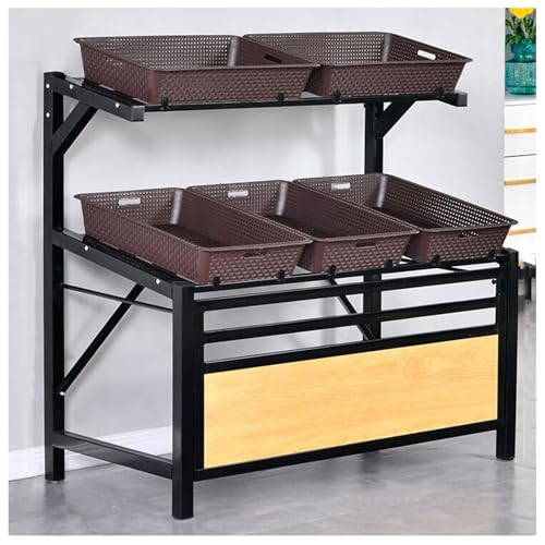 Estante de verduras y frutas para organizar tu cocina con bandejas verdes