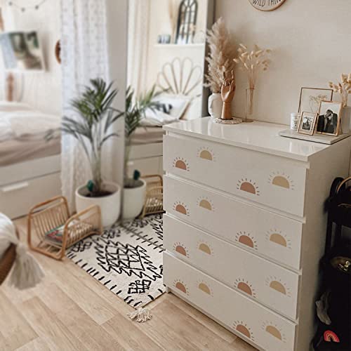 Neukids 48pcs Sonne Wandtattoo Kinder, Boho Halbe Sonne Wandsticker Kinderzimmer Babyzimmer, Wandaufkleber Wohnzimmer Schlafzimmer Flur Selbstklebend Deko Aufkleber