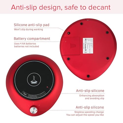 Electric Wine Decanter Shaker, Smart Wine Aerator, Stepless Speeding Change, Automatic Rotating Red Wine Aerator Breather, Christmas,Birthday,Wedding Parties Gifts For Wine Lovers (Red Base Only) #TOP4