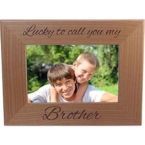 Lucky To Call You My Brother - 4x6 Inch Wood Picture Frame - Great Gift for Birthday, or Christmas Gift for Brother, Brothers Cover