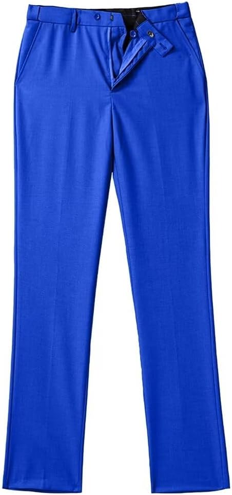 Men's Dress Pants Slim Fit Expandable Waist Tuxedo Trousers Formal Suits | Casual Pant Groomsmen Stretch Classic Straight Wedding Party Work Slacks Flat Adjustable Waistband for Men
