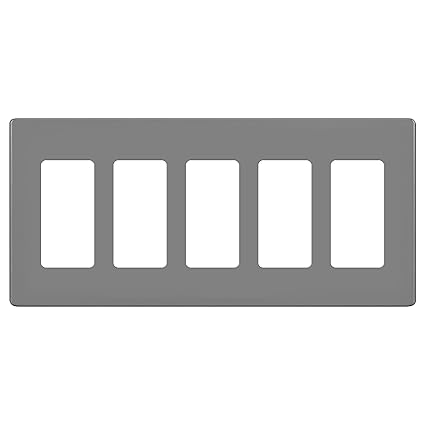 Screwless Decorator Switch Cover, Five Outlet Wall Plate, Standard Size 5-Gang 4.68