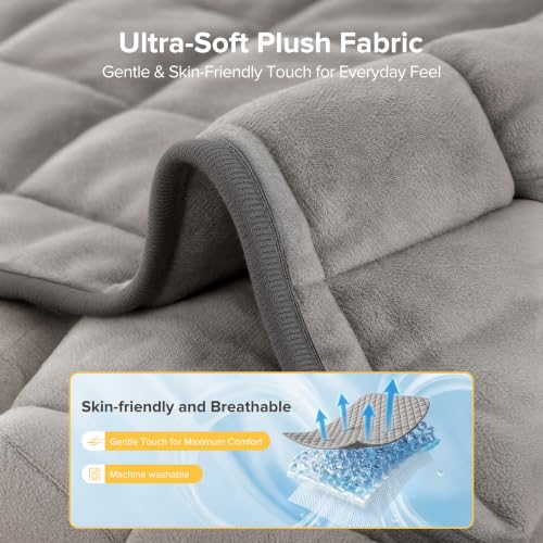Weighted Heating Pad for Back Pain Relief & Period Cramps, 7 lbs Weighted Blanket 25" x 30" with 6 Heat Levels Up to 149°F, 2H Auto-Off, Crystal Velvet Electric Heated Pad, Machine Washable, Dark Gray - Image 8