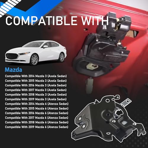YzusGomumu BKC356820F Trunk Latch Rear Deck Lid Lock Actuator Compatible with 2014-2019 Mazda 3 Axela Sedan Mazda 6 Atenza Sedan Rear Hatch Trunk Latch Replaces BKC3-56-820F BHF6-56-820 BHF656820 - Thumbnail 3