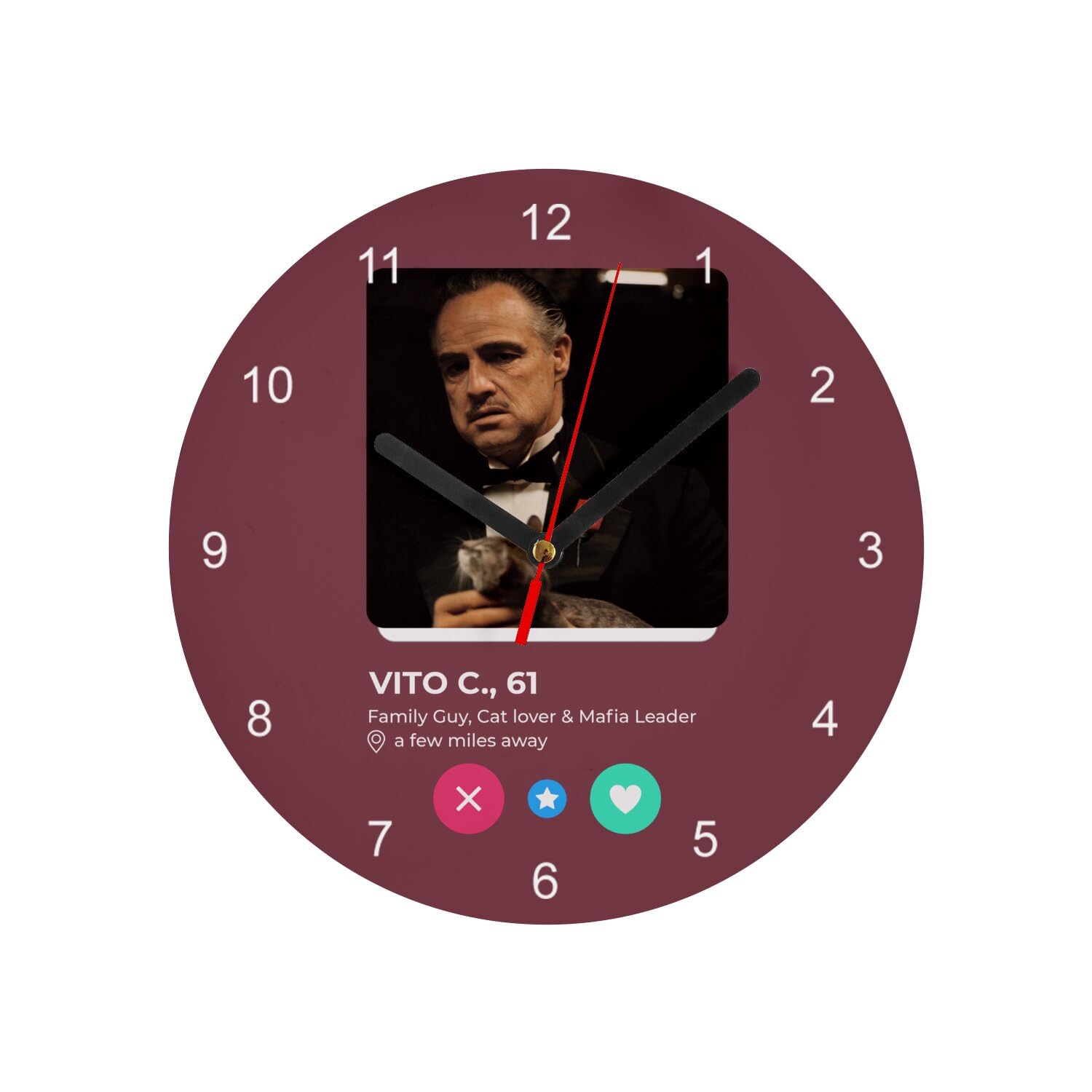 Horloge murale en verre rouge 20 cm pour lire l'heure facilement