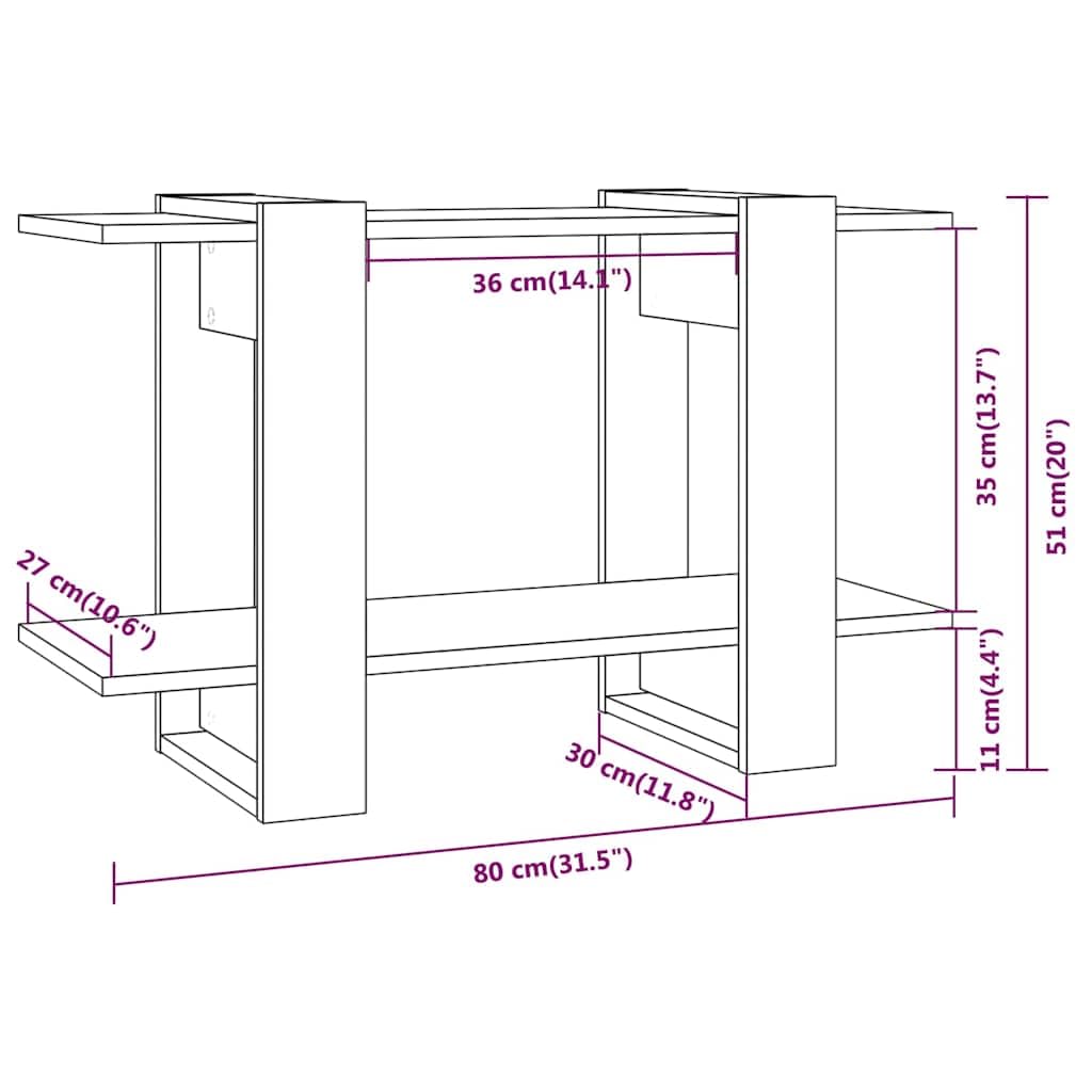 Libreria Scaffale Divisorio Rovere Fumo 80x30x51 cm | Soluzione salvaspazio per soggiorno e corridoio, ideale come mobile divisorio e scaffale portalibri basso.