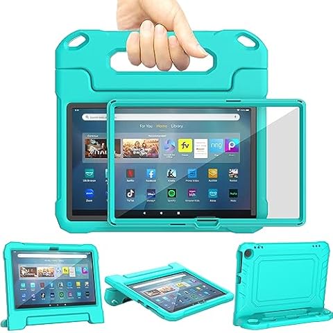 DJ&RPPQ New 11in Tablet Case for Kids, iPad Built in Screen Protector Light Weight Anti Slip Shockproof Kids Friendly Case for 11 inch Tablet(Turquoise) Cover