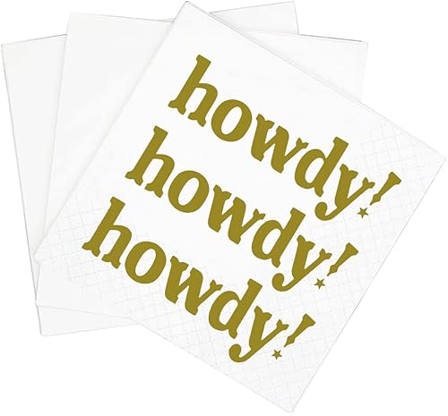 Miniatura 3 de SharkBliss Howdy - Servilletas de cóctel, paquete de 100 servilletas de cóctel de papel Howdy Howdy Howdy para vaqueras occidentales Disco Last