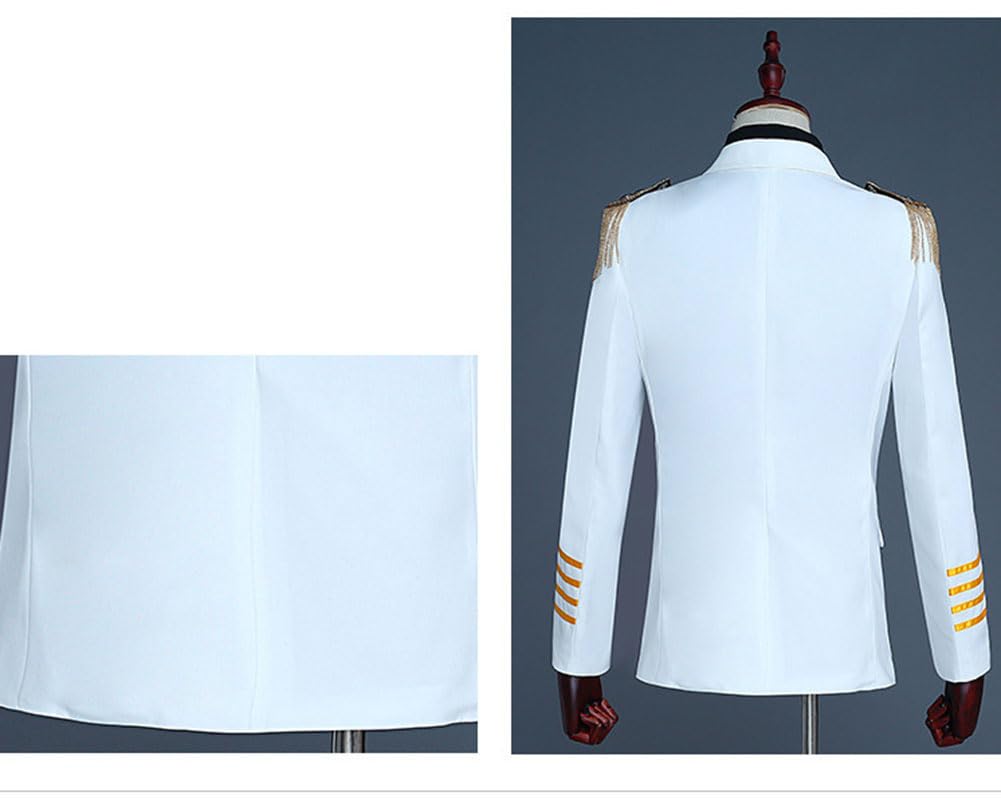 Uomo Completo Doppiopetto Spalline con Nappe Uniforme Militare Costume Vittoriano Vintage Tuxedo Blazer Giacca Pantaloni Set Abiti Pantaloni da Cerimonia Matrimonio