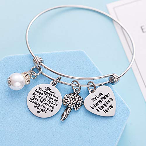 LParkin Mother of The Bride Gifts Bracelets Wedding Gift for Mom from Daughter Bracelet The Love Between Mother and Daughter is Forever Wedding Bangle3