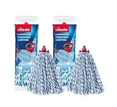 Vileda Supermocio Micro and Cotton Mop Refill, White, 18 x 10 x 37 cm, Pack of 2