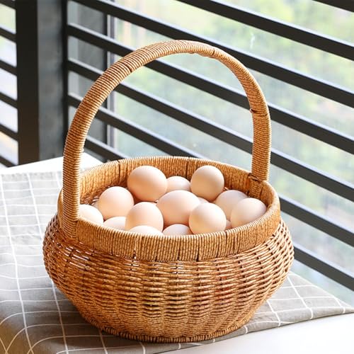 Panier de rangement décoratif en osier avec poignées intégrées - 4