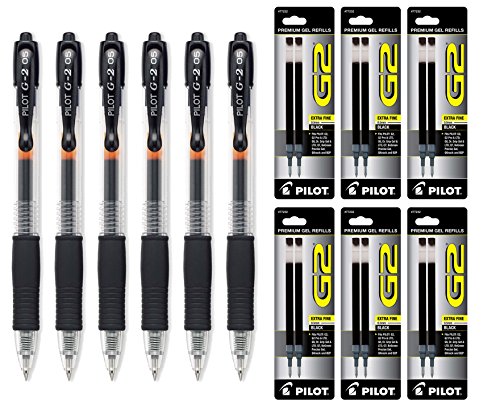 Pilot G2 Bolígrafo Gel Extra Fino Negro 6 Unidades