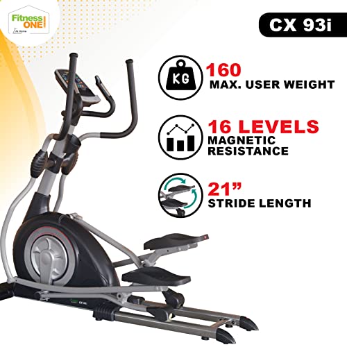 Image of Propel FitnessOne CX 93i Commercial Cross Trainer | Supports Users up to 160 kg | 16-Level Magnetic Resistance | 8 kg Flywheel | 21 inch Stride Length | LCD Display & Hand Pulse | Transport Wheels