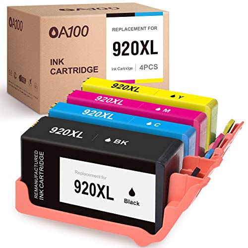 OA100 Compatible Ink Cartridges Replacement for HP 920XL 920 XL for OfficeJet 6500A 6500 6000 7500A 7000 (Black Cyan Magenta Yellow, 4 Pack)