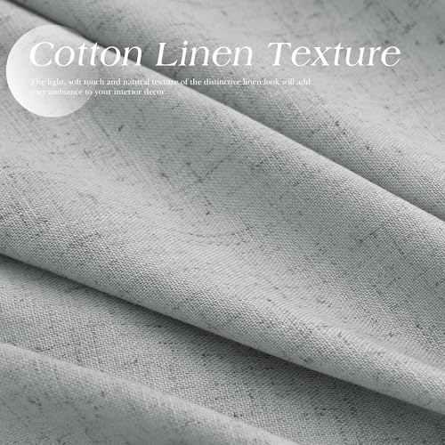 Image of Light Grey Linen Curtains 84 Inches Long for Living Room Grommet Top Semi Sheer Light Filterinig Bedroom Office Window Panels Neutral Tone Modern Minimalist Room Decor Curtain Drapes,2 Panels Sets